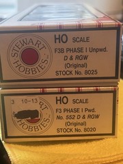Stewart 8020 HO Scale DRGW Rio Grande F3A Phase I Locomotive #552 + F3B Diesel