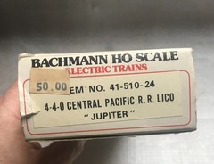HO Bachmann 41-510-24 CPRR Central Pacific 4-4-0 American Steam #60 “Jupiter”
