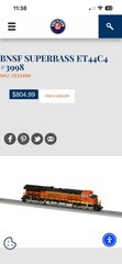 NIB Lionel 2533452 ET44C4 Diesel BNSF #3998 Super Bass O Scale