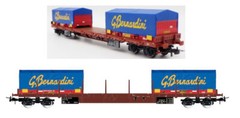 Vehicles Train Railway Rivarossi FS 4-Axle Flat Wagon with 2×20