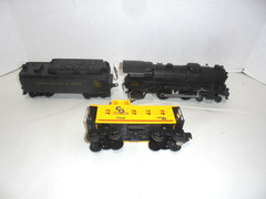 LIONEL C&O STEAM ENGINE WITH TENDER AND CABOOSE VINTAGE O GAUGE