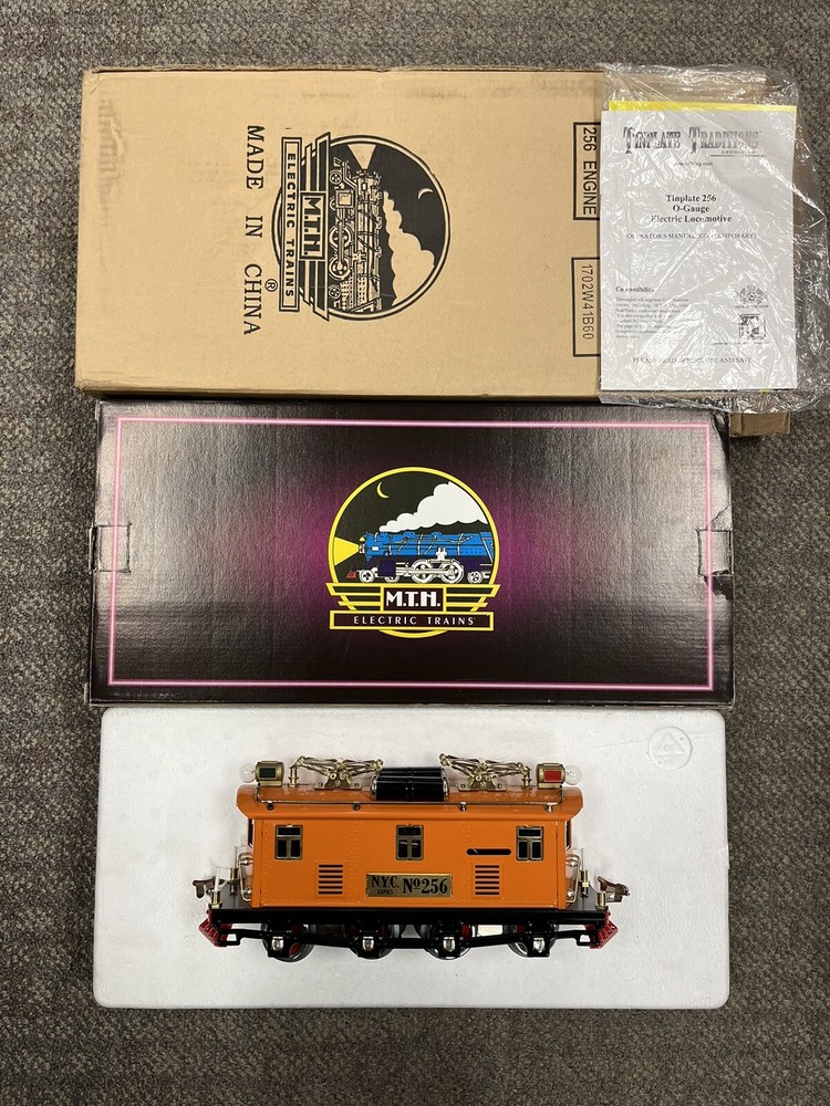 + MTH O Gauge Tinplate Orange No. 256 Electric Locomotive PS.2 10-3025-1 NIB