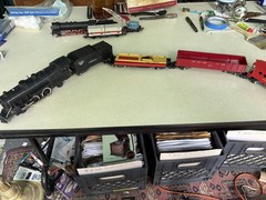 S-Scale American Flyer 300 AC Engine, Tender, Crane, Freight, & Caboose Cars