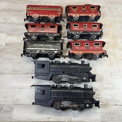 Marx O Gauge Wind Up Steam Locomotives NYC Tender Cabooses Passenger Cars Lot