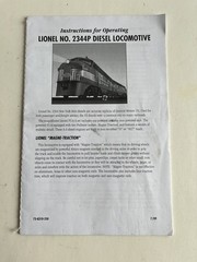 LIONEL 73-8310-250 – Instructions for Operating LIONEL 2344P DIESEL LOCOMOTIVE!