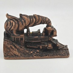 Vintage Carved Wood Steam Train Locomotive Engine Figurine Sculpture Decor Gift