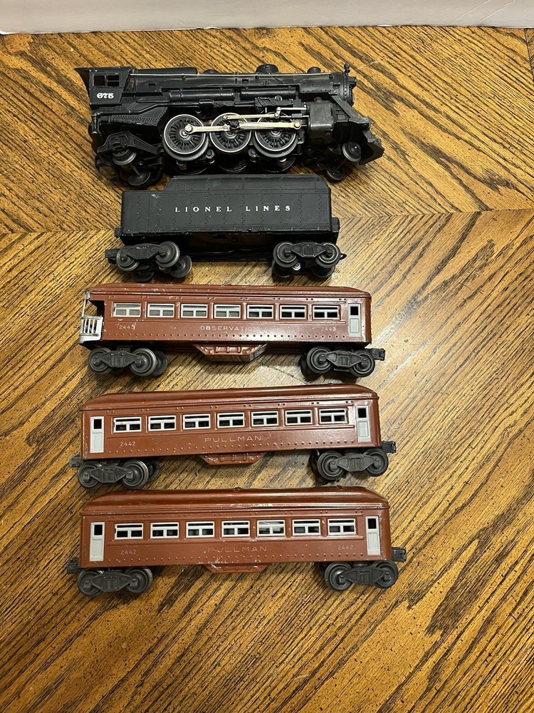 Vtg Lionel 675 Locomotive W/ Tender With 2442-2443 Pullman Cars