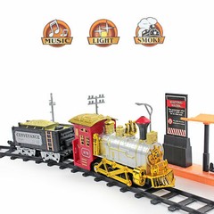 Toy Train Rail King Realistic Locomotive for Children Kids Smoke Sound
