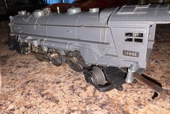 LIONEL # 1666E O-GAUGE DIECAST GUNMETAL STEAM ENGINE AND TENDER, PREWAR