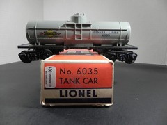O GAUGE FREIGHT CAR LIONEL POST WAR “O” No. 6035 TANK CAR W/ORIGINAL BOX