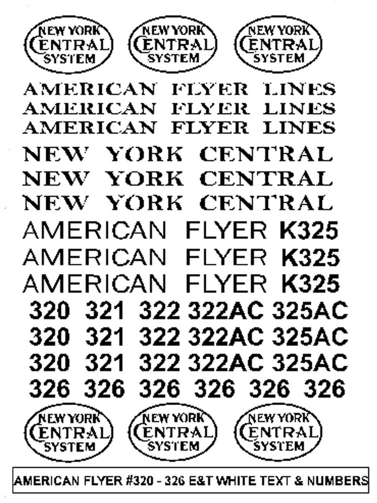 AMERICAN FLYER 4-6-4 HUDSON “METALLIC SILVER” Decal Set Plus