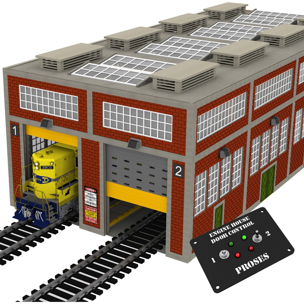 Engine House w/Motorized Doors (O Gauge) for Model Train