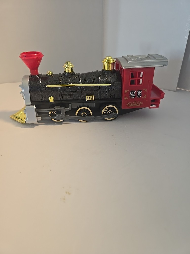 Pull Back Train Locomotive Toy Red Black Gold 7″ VGC