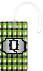Rikki Knight RK-2xTagflex-46053 Q Initial GBG Plaid Monogrammed Flexi Luggage