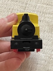 Vintage Train Steam Locomotive Engine 0104 Pull Back Toy Retro Yellow Black Red