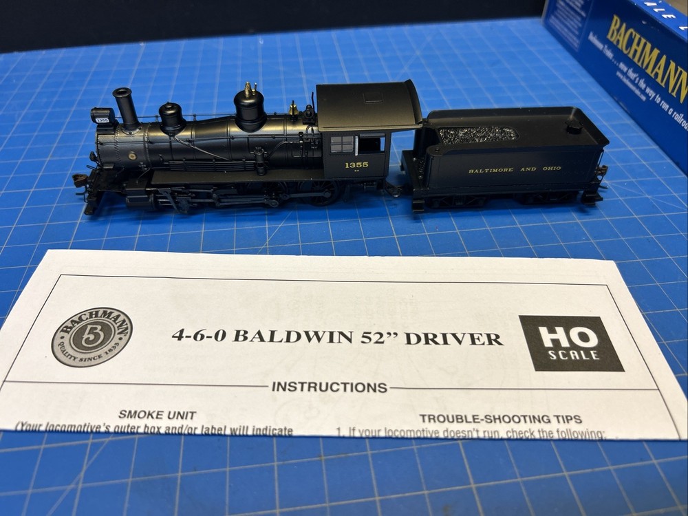 Bachmann Baltimore & Ohio Baldwin 4-6-0 Steam Loco #1355 52207 HO Scale Tested