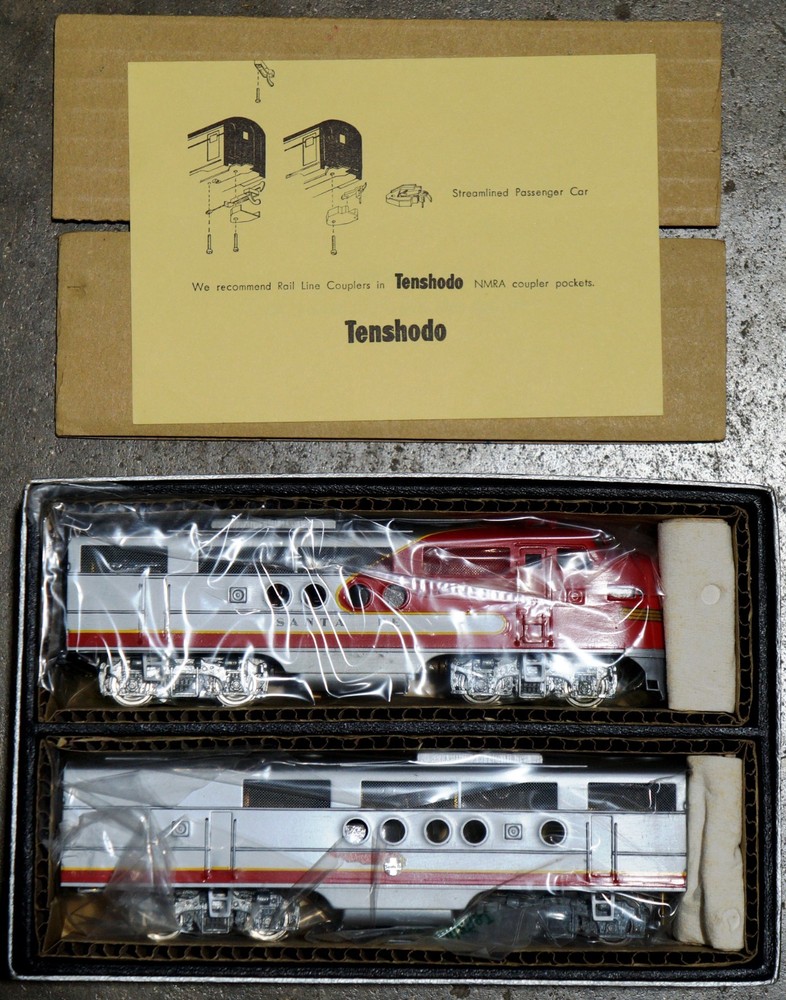 TENSHODO HO BRASS PFM PACIFIC FAST MAIL AT&SF Santa FE EMD FT AB DIESEL SET NEW!