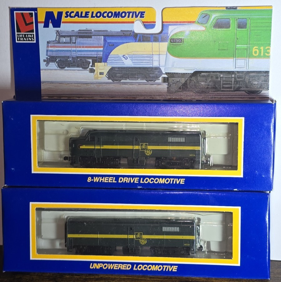 Life Like N Scale GE Demonstrator Alco FA-2 FB-2 A B Unit Set Pair Locomotives