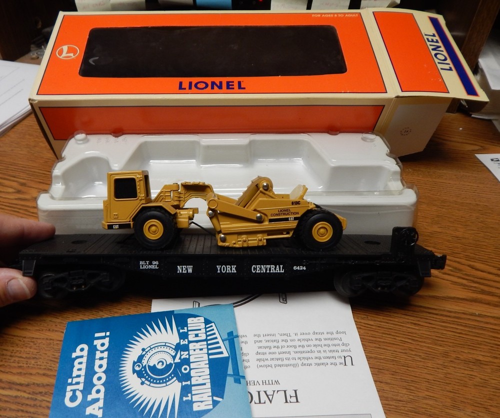 LIONEL 6-16954 6424 NYC FLAT CAR W/ERTL SCRAPER USED IN BOX O SCALE LQQK