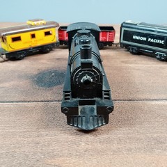 Marx Toy Train Set Kids OS Black Fair Wind-up Union Pacific Seaboard 4pc NO Key