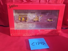 HO SPECTRUM 16946 MAINTENANCE OF WAY SELF PROPELLED SPEEDER W/ WORK CRANE & CART