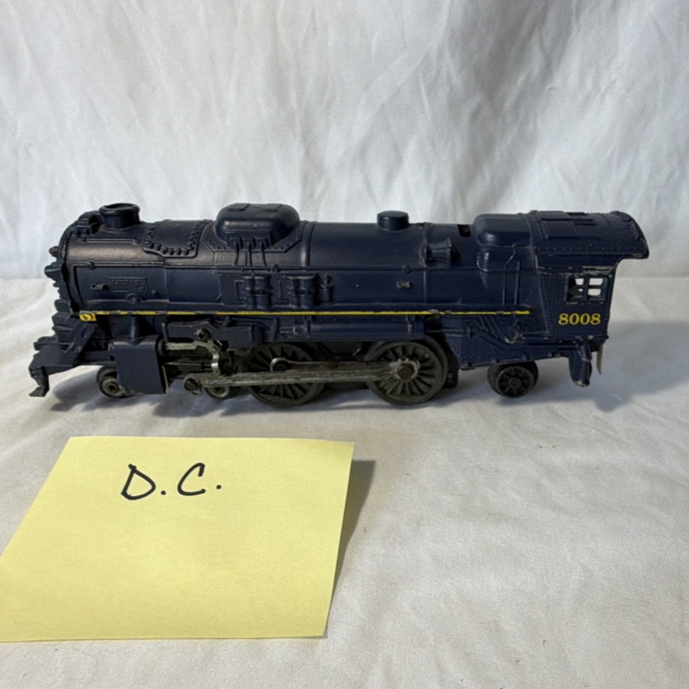 Lionel 8008 O Gauge DC 2-4-2 Steam Locomotive Blue Yellow Model Railroad