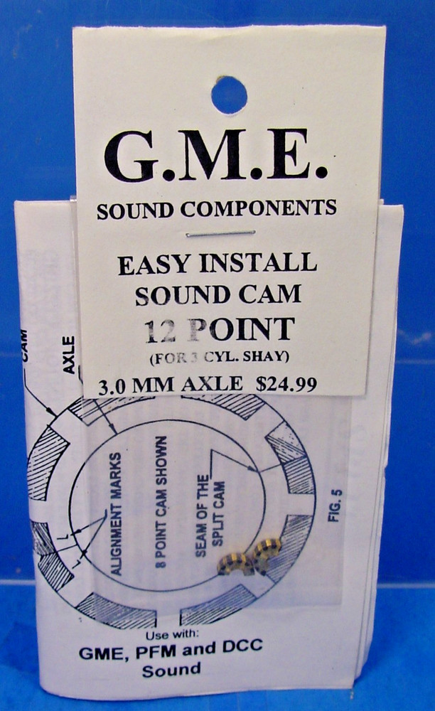 G.M.E. SOUND CAM 3.0mm AXLE 12 POINT, 3 CYL SHAY PFM PBL DCC HO,Sn3,On30,On3