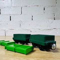 Green Flat Freight Cars Thomas & Friends Take N Play Along Diecast Push Trains