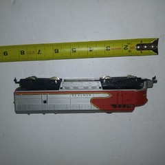 Vintage Santa Fe HO Scale Engine Silver And Red