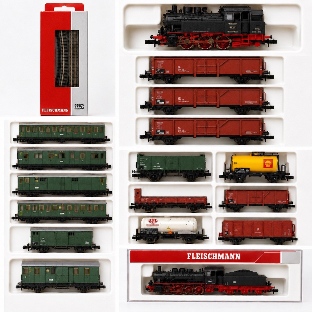 Train Lot Fleischmann Arnold PECO N-Gauge 4 Locos 26 Wagons Coaches + Track