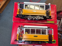 LGB 2035,3500 G SCALE TROLLEY SET POWERED & NON POWERED TRAILER BOXED TESTED