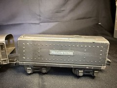 LIONEL 1688E, STEAMLINE TORPEDO GUNMETAL LOCOMOTIVE and WHISTLE TENDER