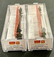 N Scale Micro-Trains 50-foot flat cars fishbelly Illinois Central Gulf NIB.