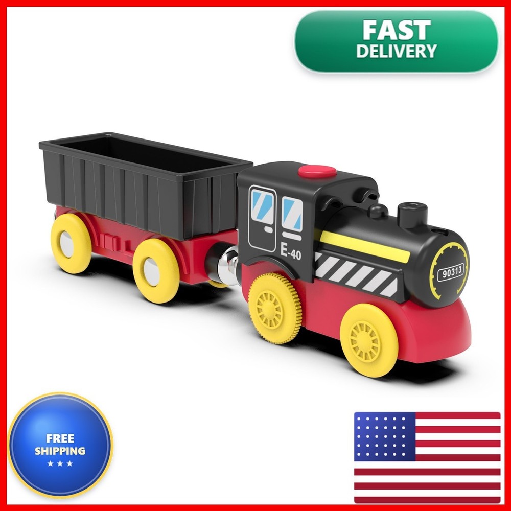 Battery Operated Magnetic Locomotive Train for Wooden Tracks Compatible with