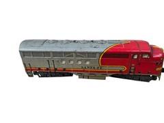 Marx 21 Santa Fe Double Diesel, Vintage Tin 1950s Locomotive Train