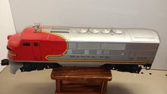 Lionel 2243 Santa Fe Diesel F-3 Locomotive, Barrel & Lumber Car, 7 Piece Set