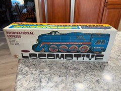 Vtg Friction Train Toy, Lrg Scale MF804 International Express W/Box & Instruct