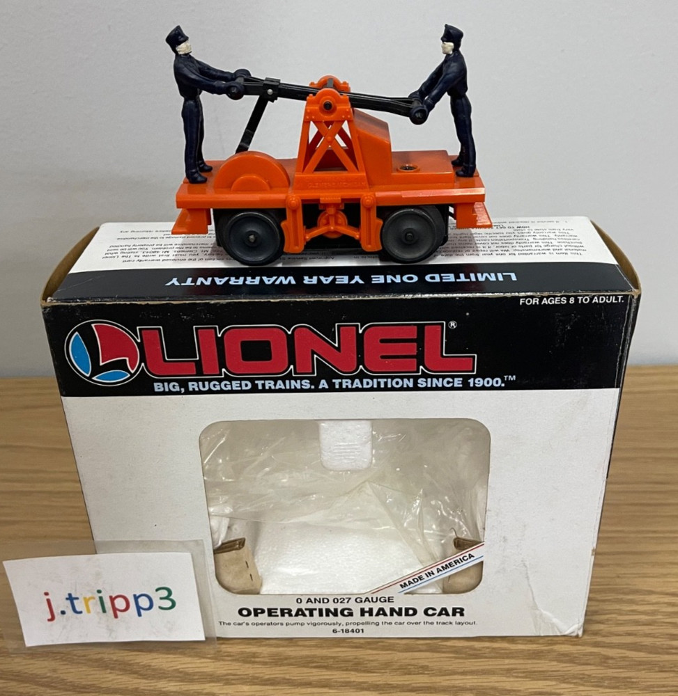 Lionel 6-18401 Railroad Workers Orange Hand Car O O-27 Gauge Train Motorized