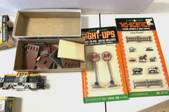 Vintage Lot of HO Scale Railroad Train Engines, Cars, Track, Accessories