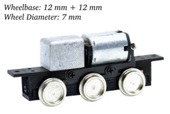 N/HOn30/HOe/009 3-Axle Locomotives Power Drive Chassis w/Coupling Rods 24mm/7mm