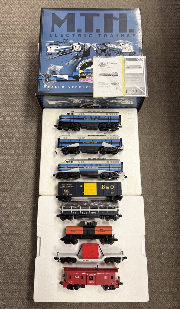 + MTH O Premier Baltimore & Ohio F-3 ABA Diesel Freight Boxed Set 20-80004A LNIB