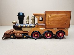 Vintage Wooden Train Candy Holder Handmade 10.5” x 3 1/4” Brown Color