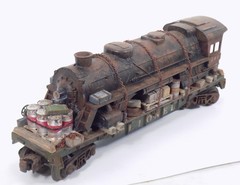 O / LIONEL / FLAT CAR / LOCOMOTIVE / CUSTOM / CRATES / BARRELS / COLLECTIBLE
