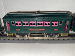 LIONEL PREWAR O GA. 251E ELECTRIC BOX LOCO & 605, 606 LIGHTED PASSENGER CAR SET