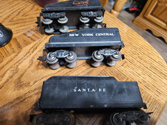 Marx O Train COAL TENDER Black ALLSTATE Orange Letter 8 Wheel two other 8 wheels