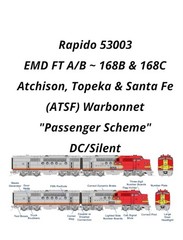 Rapido 53003 EMD FT A-B Set DC / DCC READY ~ Atchison, Topeka & Santa Fe (ATSF)
