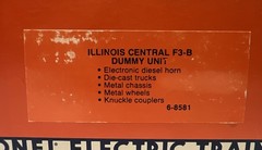 Lionel MPC Illinois Central F-3 ABA 6-8580 PWR& 6-8582 Dummy & 6-8581 F3-B Unit