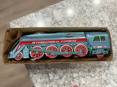 Vtg Friction Train Toy, Lrg Scale MF804 International Express W/Box & Instruct