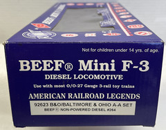 RMT O/O27 GAUGE 92623 B & O BEEF MINI F-3 A-UNIT NON-POWERED DIESEL LOCOMOTIVE