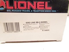 MPC LIONEL TRAINS 18804- SOO LINE RS-3 DIESEL W/2 CAN MOTORS- NEW- BOXED- H1
